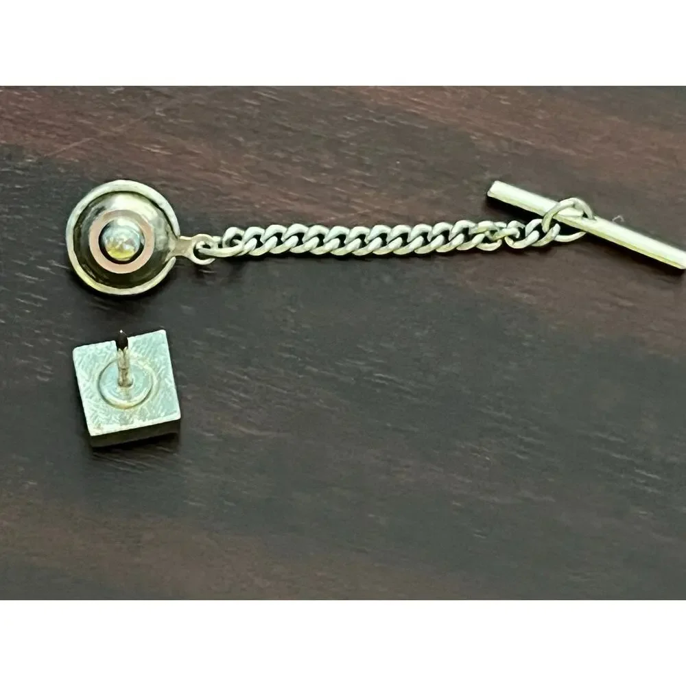 VTG Tie Tacks Lot of 2 Swank Gold Tone Rhinestone Silver Tone